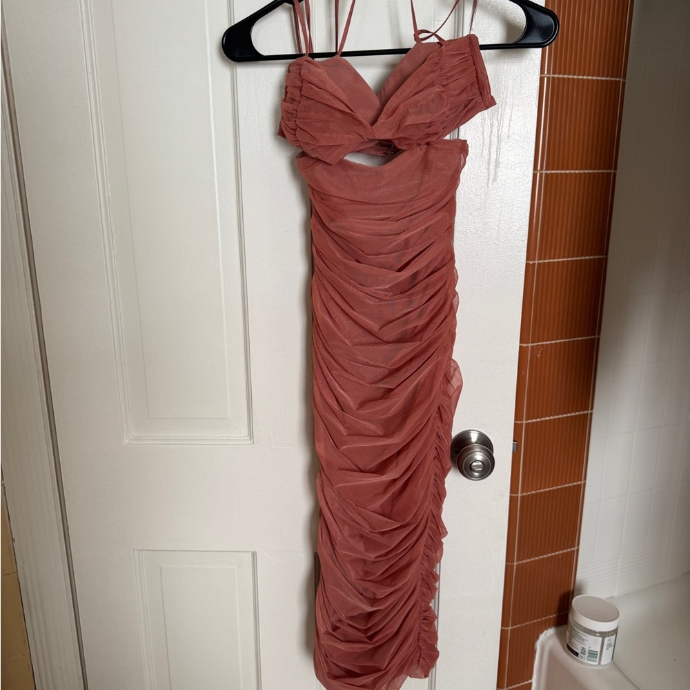 House of CB Purple Ruched Bodycon Midi Dress